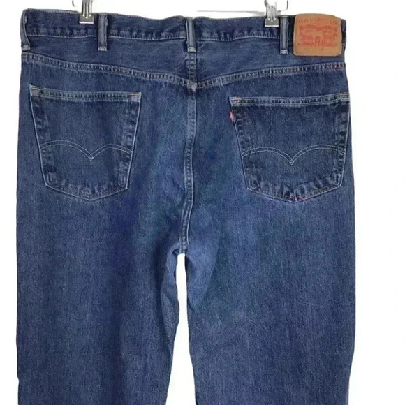 Levis 550 569 Mens 44X32 Relaxed Jeans Black Blue Cotton 5 Pockets Tapered 2 PR - Picture 10 of 12
